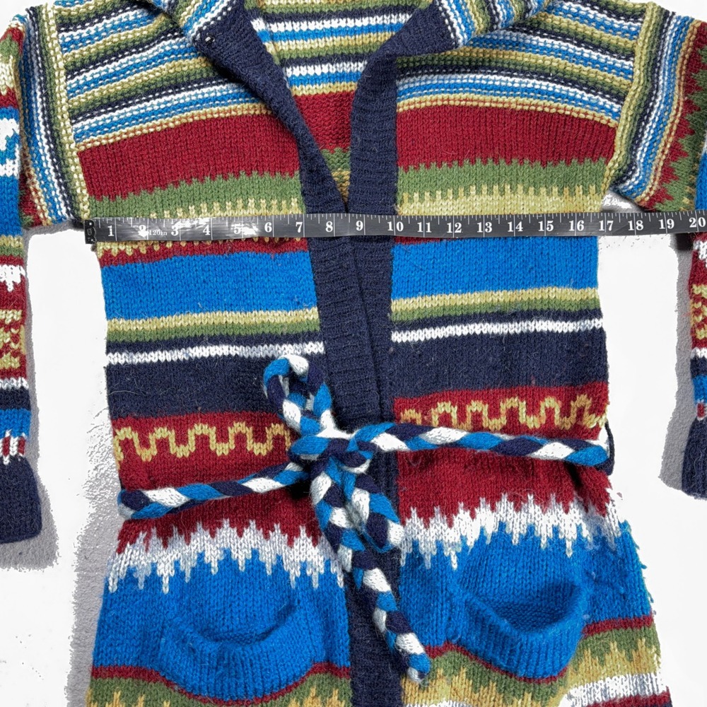 Aldini Open Cardigan Women Small Longline Aztec Made in Italy Alpaca Vintage - Picture 5 of 10